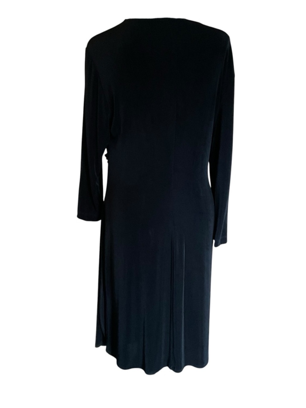 Chico’s Travelers Black Velvet Wrap Dress Size 2 Elegant Midi Stretch - Picture 4 of 9